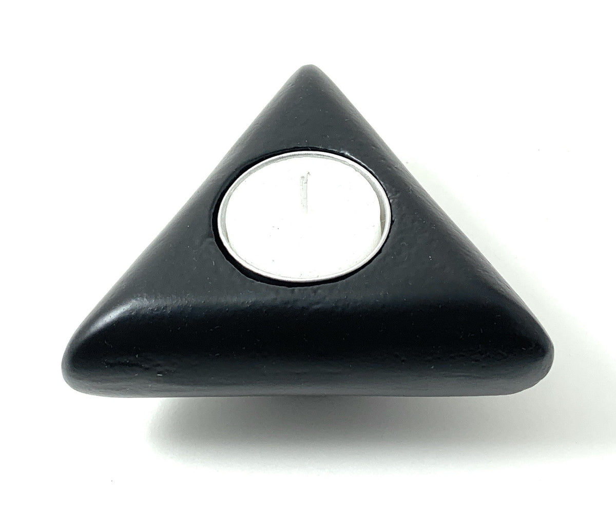 Vibhsa 2-in-1 Candle Holder | Tealight & Taper, Rustic Black, Handcrafted Aluminum