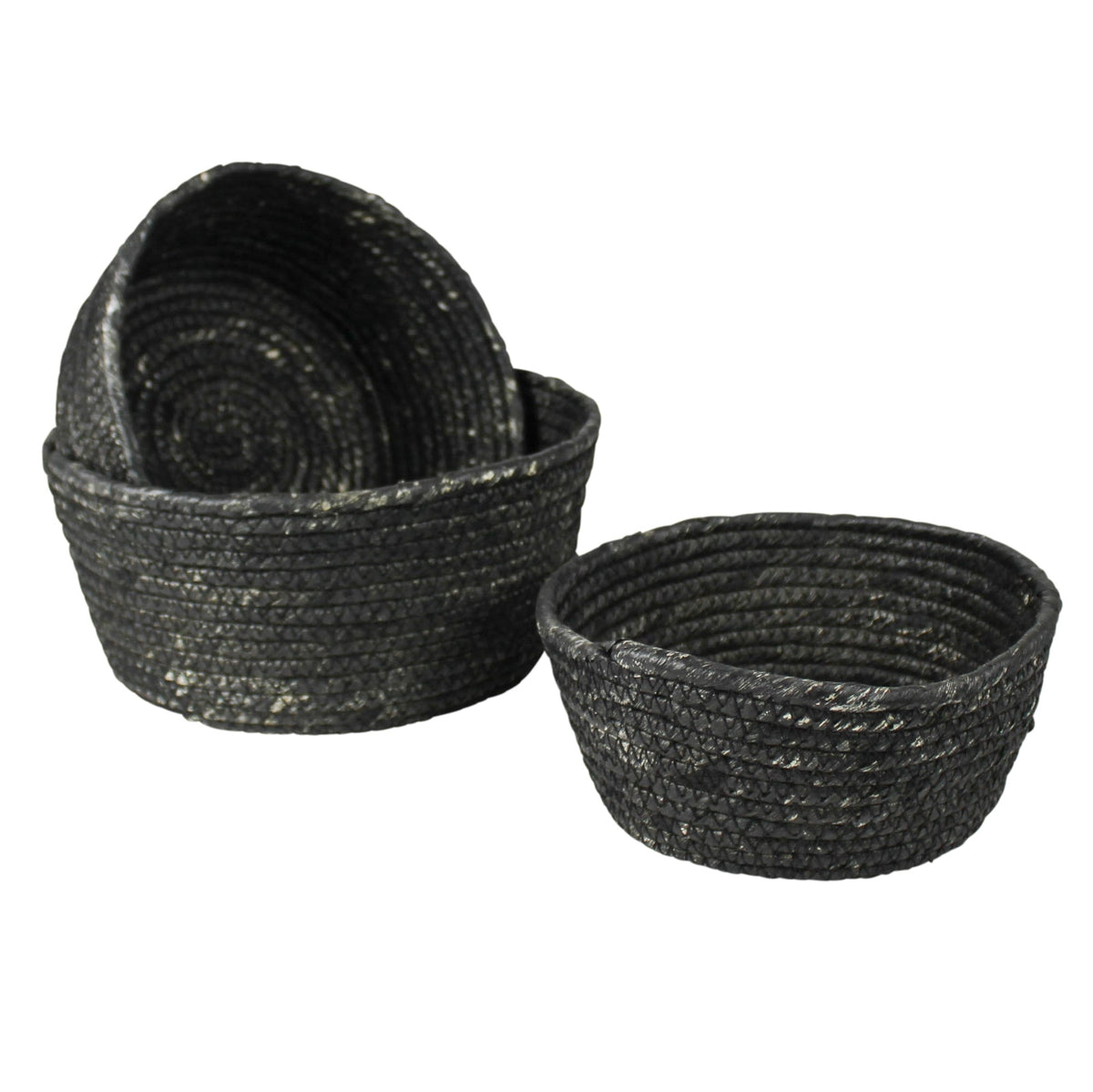 Black Woven Natural Fiber Bowls