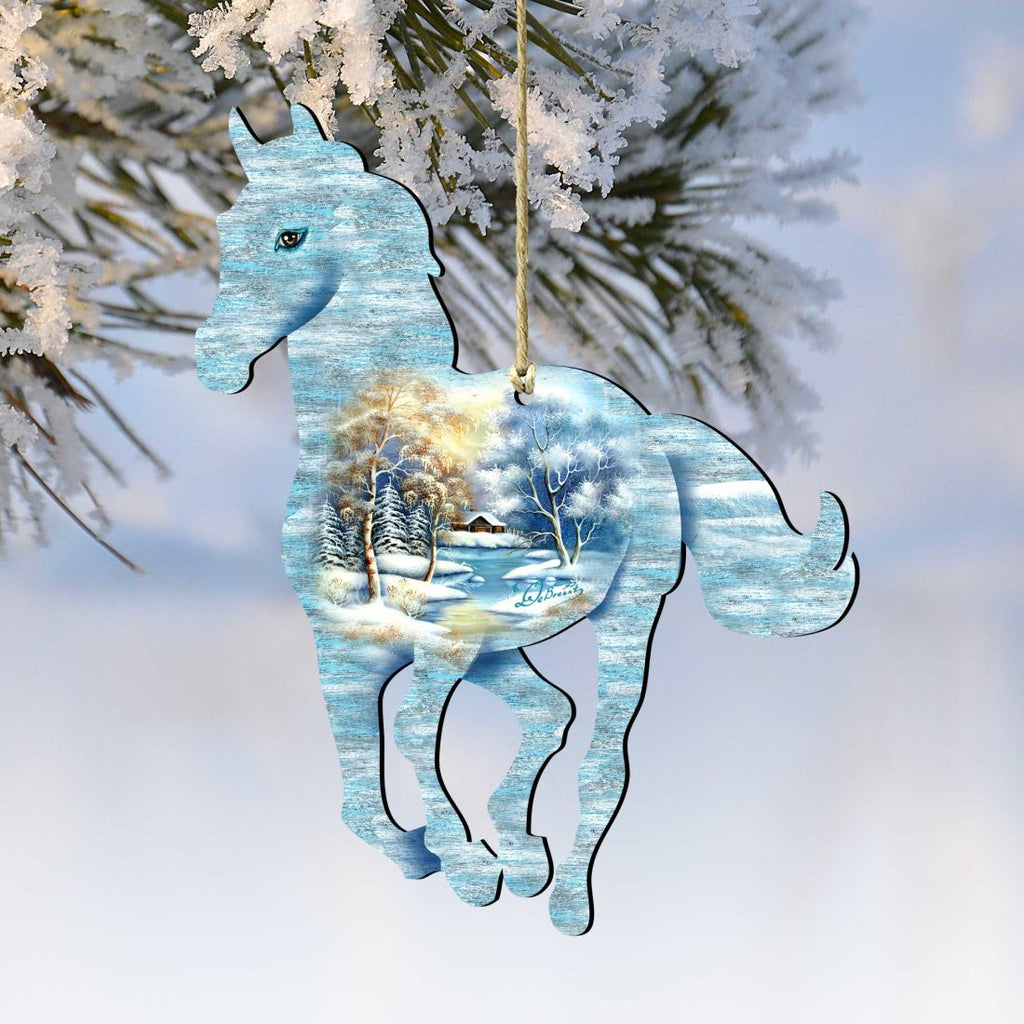 Horse Wooden Ornaments by Nature Wonders - Wildlife Holiday Decor - 8198155-2