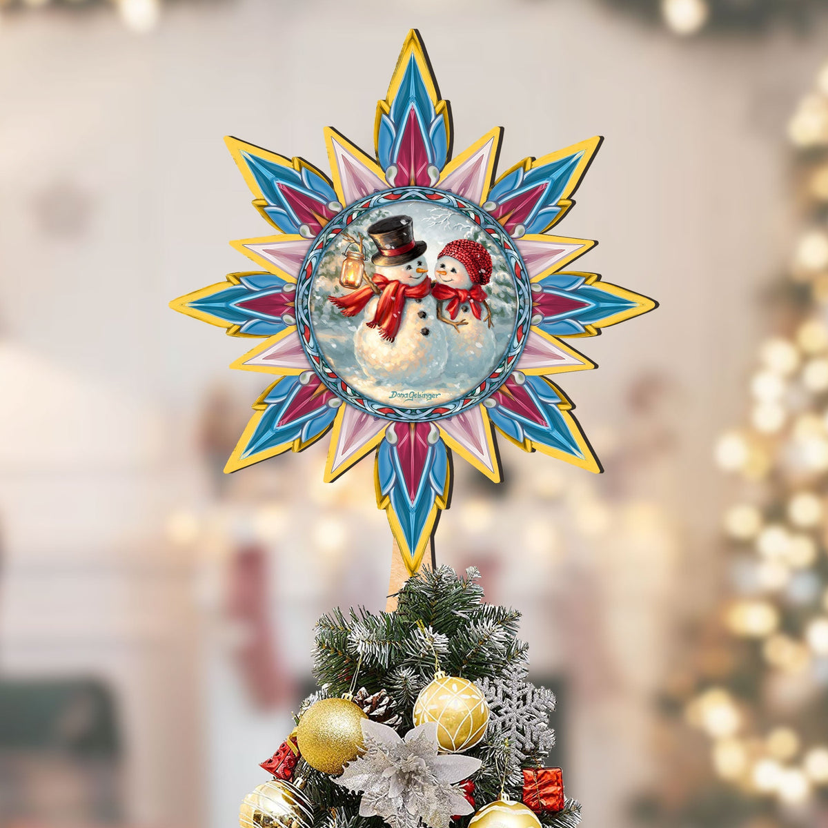 Snow Much in Love Tree Topper Wooden Decor by D. Gelsinger - Santa Snowman Christmas Decor - 89518-DG