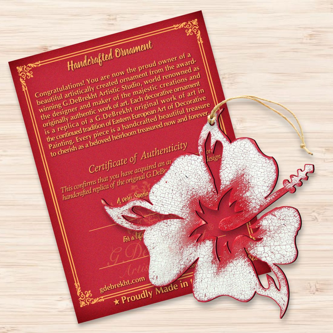 Rustic Hibiscus Flower Wooden Ornaments by Nature Wonders - Love Family Kids Decor - 8198421