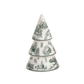 Hand-Painted Green Toile Ceramic Christmas Tree Sitters