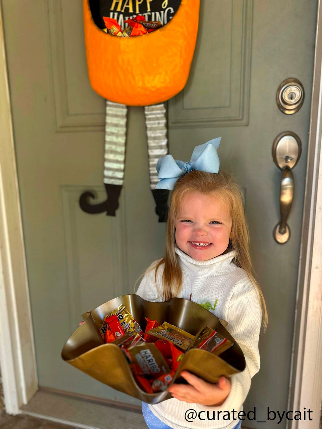 Orange Jack-O-Lantern Pumpkin Candy Door Hanger