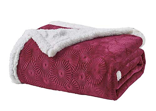 Decor&More Bon Iver Collection Extra Soft Bursting Fireworks Embossed Microplush Throw Blanket with Sherpa Backing (50" x 60")