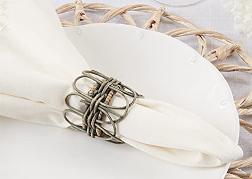Fennco Styles Handmade Twisted Rattan Napkin Rings, Set of 4 - Natural Braided Napkin Holders for Home Décor, Family Gatherings, Banquets, Holidays and Special Events