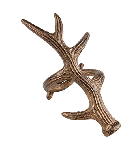 Fennco Styles Rustic Antler Design Aluminum Napkin Rings, Set of 4- Bronze Branch Napkin Holders for Home Decor, Banquets, Holiday and Special Occasions