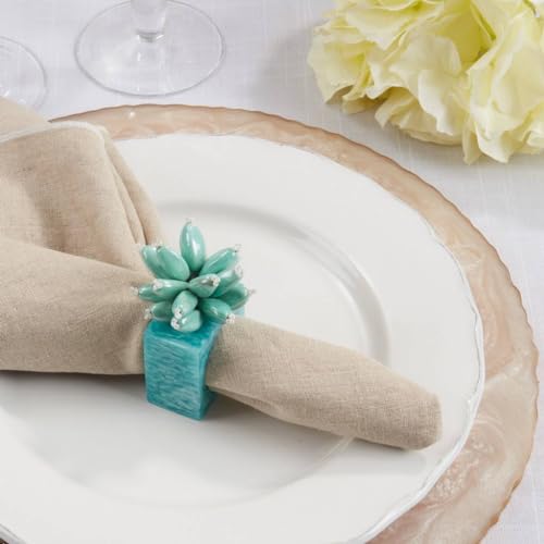 Fennco Styles Beaded Enchanted Bloom Resin Napkin Rings, Set of 4