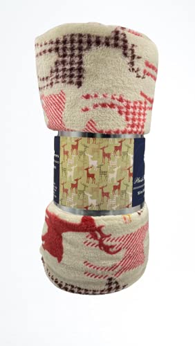 Decor&More Festive Holiday Microplush Throw Blanket (50" x 60") - Reindeer Silhouette