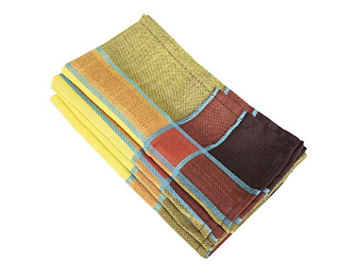 Fennco Styles Maison Beaujard Collection Modern Provençal 20 x 20 Inch Cloth Napkins, Set of 4 – Marigold Plaid Dinner Napkins for Banquets, Family Dinners, Special Events and Table Décor