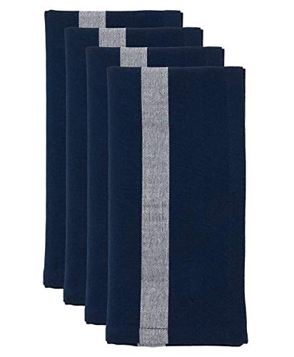 The Harvest Table bundle: Banded Design cotton cloth napkins, 20" x 20", white, set of 4