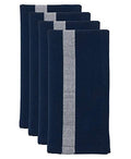 Fennco Styles Banded Design Cotton Cloth Napkins 20" W x 20" L, Set of 4 - Striped Dinner Napkins for Home Décor, Dining Table, Banquet, Family Gathering, Everyday Use, and Special Occasion