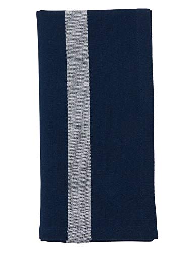 Fennco Styles Banded Design Cotton Cloth Napkins 20" W x 20" L, Set of 4 - Striped Dinner Napkins for Home Décor, Dining Table, Banquet, Family Gathering, Everyday Use, and Special Occasion