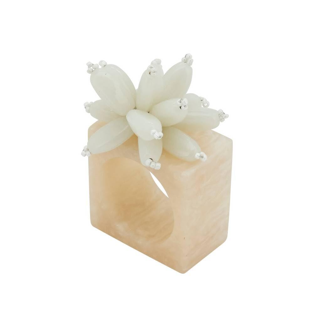 Fennco Styles Beaded Enchanted Bloom Resin Napkin Rings, Set of 4