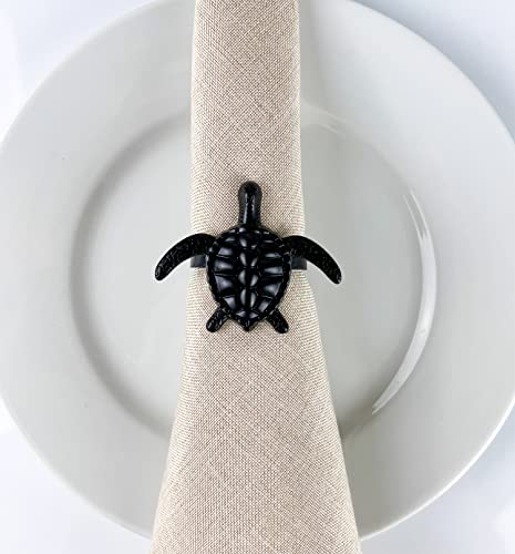 Fennco Styles Nature's Touch Sea Turtle Metal Napkin Rings, Set of 4 – Bronze Sea Creatures Napkin Holders for Family Dinner, Themed Party, Table Décor, Banquets, Holidays and Special Occasion