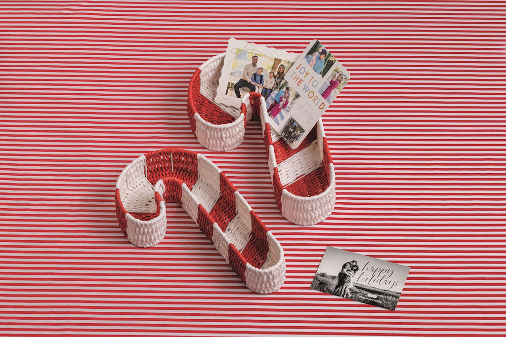 Nested Candy Cane Woven Baskets | 2 Sizes