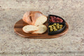 Charcuterie / Serving Tray w/ 2 Triangular Ceramic Bowls