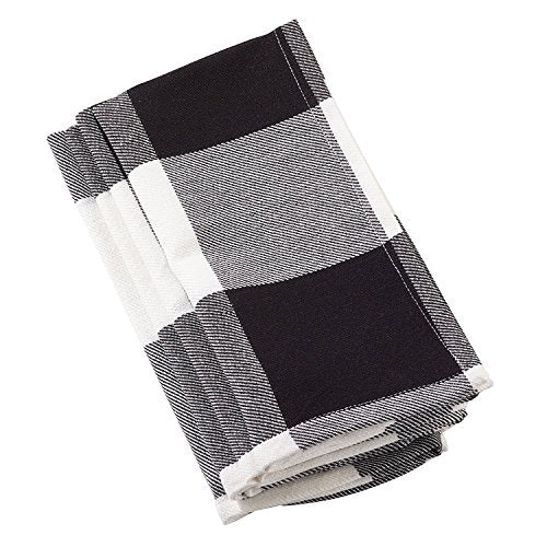 Fennco Styles Holiday Black Buffalo Check Plaid Cotton Cloth Napkins 20"x20", Set of 4