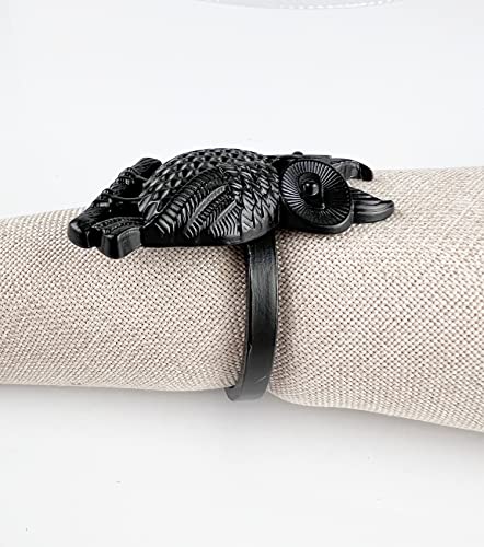 Fennco Styles Perched Owl Metal Napkin Rings, Set of 4 - Animal Napkin Holders for Home Décor, Dining Table, Banquets, Family Gathering and Special Occasions