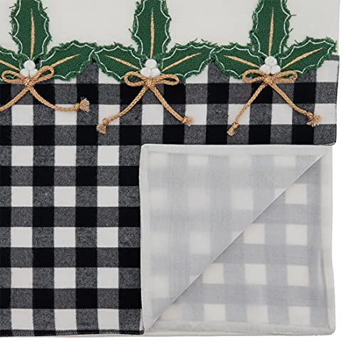 Fennco Styles Buffalo Plaid Holly Table Runner 16" W x 72" L - Classic Plaid Design for Home, Dining Table, Holiday, Christmas Décor, Banquet, Family Gathering and Special Occasion