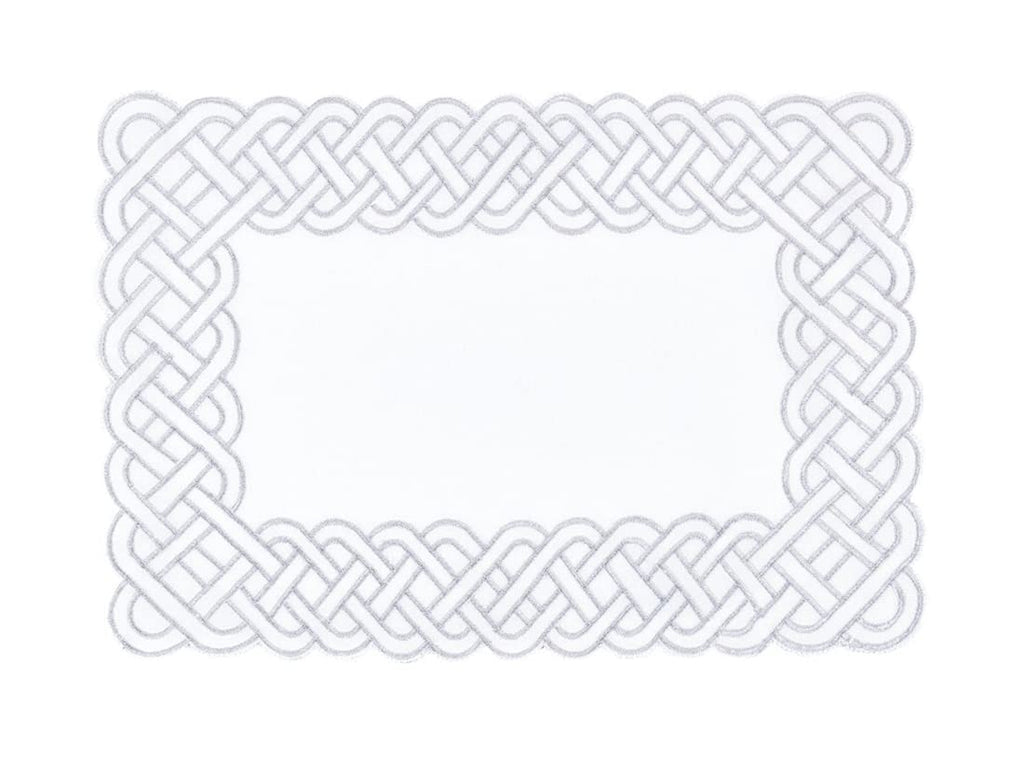 Fennco Styles Braid Emroidered Metallic Border Table Runner 16" W x 54" L - Silver Table Cover for Home Décor, Everyday Use, Christmas, Banquets and Special Events
