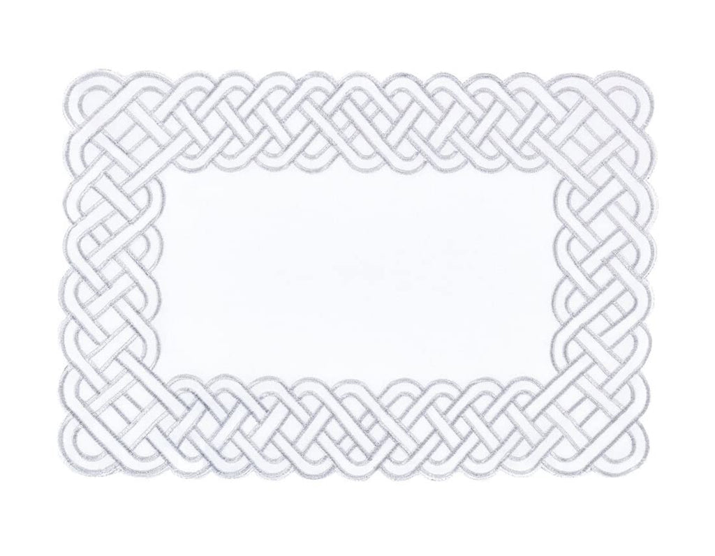 Fennco Styles Braid Emroidered Metallic Border Table Runner 16" W x 54" L - Silver Table Cover for Home Décor, Everyday Use, Christmas, Banquets and Special Events
