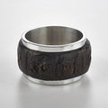 Fennco Styles Bark Wood Napkin Ring - Set of 4 - Black