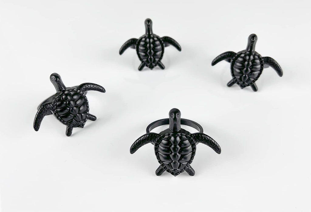 Fennco Styles Nature's Touch Sea Turtle Metal Napkin Rings, Set of 4 – Bronze Sea Creatures Napkin Holders for Family Dinner, Themed Party, Table Décor, Banquets, Holidays and Special Occasion