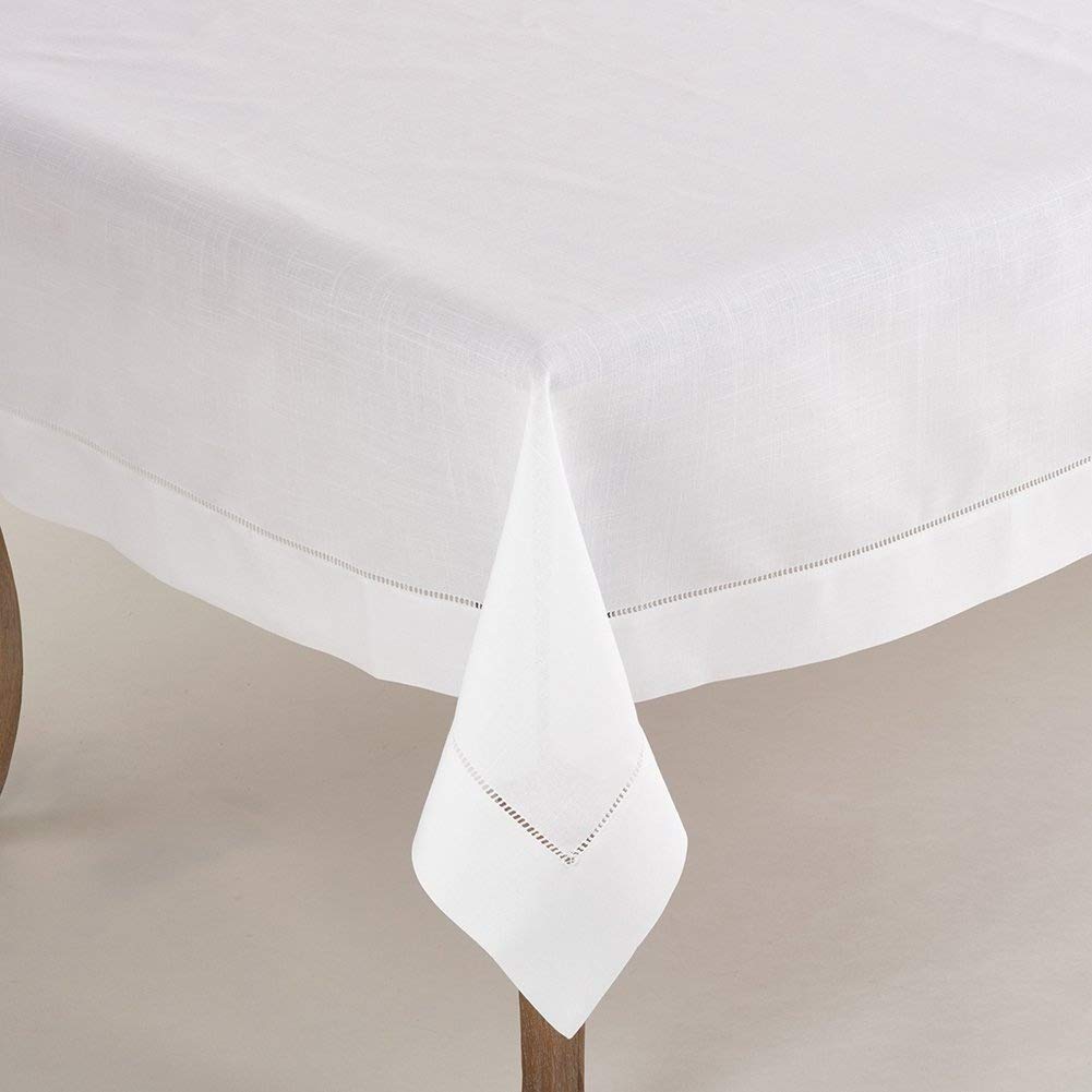 Fennco Styles Hemstitched Table Linen Tablecloth Napkins (90" Square Tablecloth)