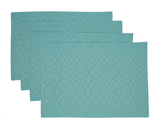 Fennco Styles Maxson Soild Shimmering Border Design Cotton Cloth Napkin and Placemat