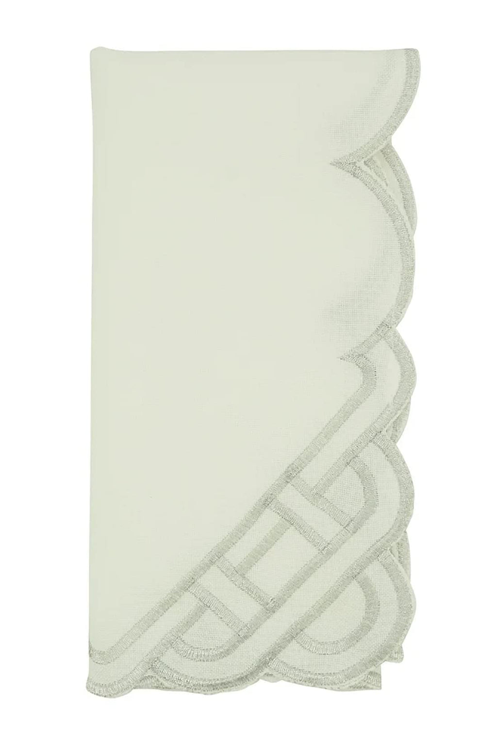 Fennco Styles Braid Emroidered Metallic Border Table Runner 16" W x 54" L - Silver Table Cover for Home Décor, Everyday Use, Christmas, Banquets and Special Events