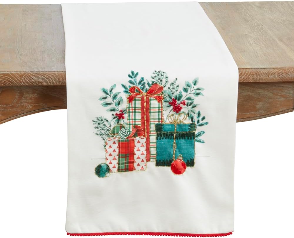Fennel Styles Holiday Table Runner 16" X 72" - Multicolor Embroidered Table Cover for Winter Festivals Décor and Family Gatherings