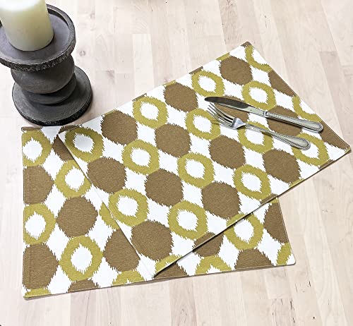 Fennco Styles Ikat Design 100% Cotton Cloth Napkins 20 x 20 Inch, Set of 4 - Chartreuse Dinner Napkins for Home Decor, Dining Table, Banquets and Special Occasion