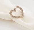 Fennco Styles Elegant Jeweled Heart Napkin Rings, Set of 4 - Silver Decorative Napkin Holder for Dining Table Décor, Holidays, Weddings, Banquets, Family Gatherings and Special Occasions