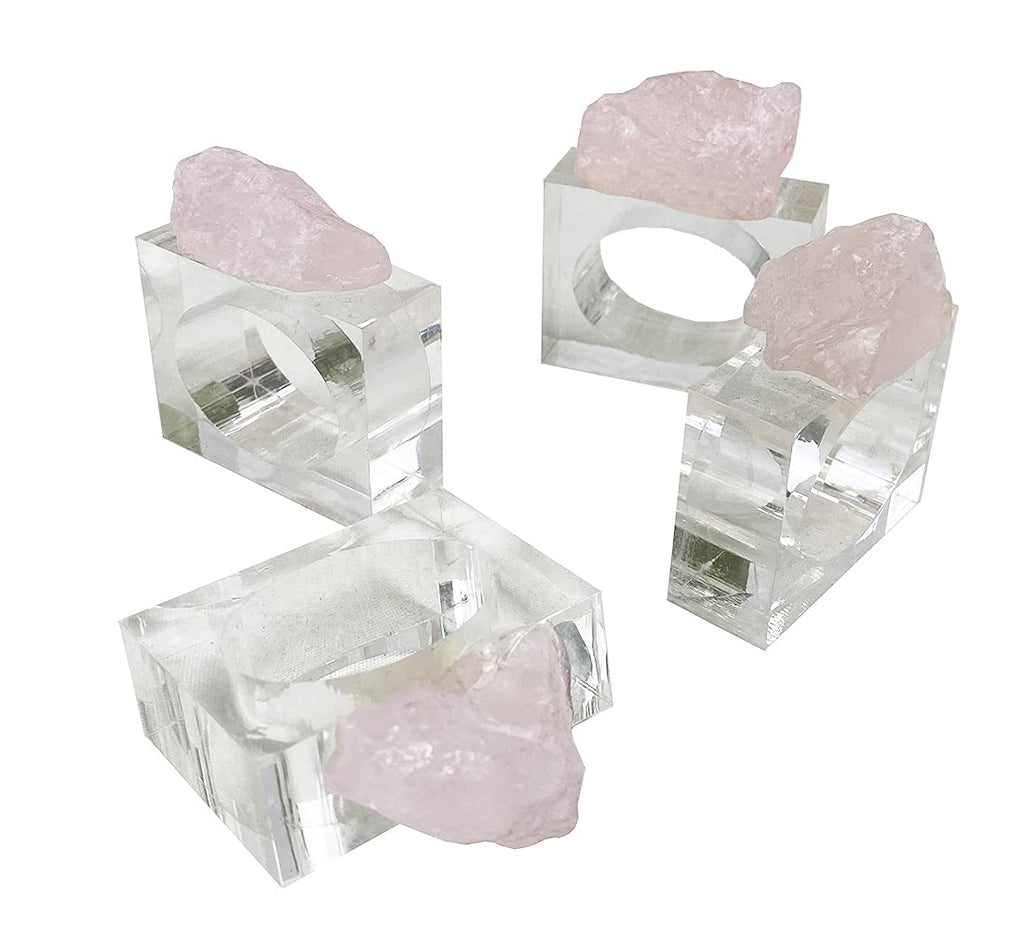 Fennco Styles Natural Stone Napkin Rings, Set of 4 - Natural Rock Napkin Holders for Home Décor, Dining Table, Banquet, Everyday Use and Special Occasion