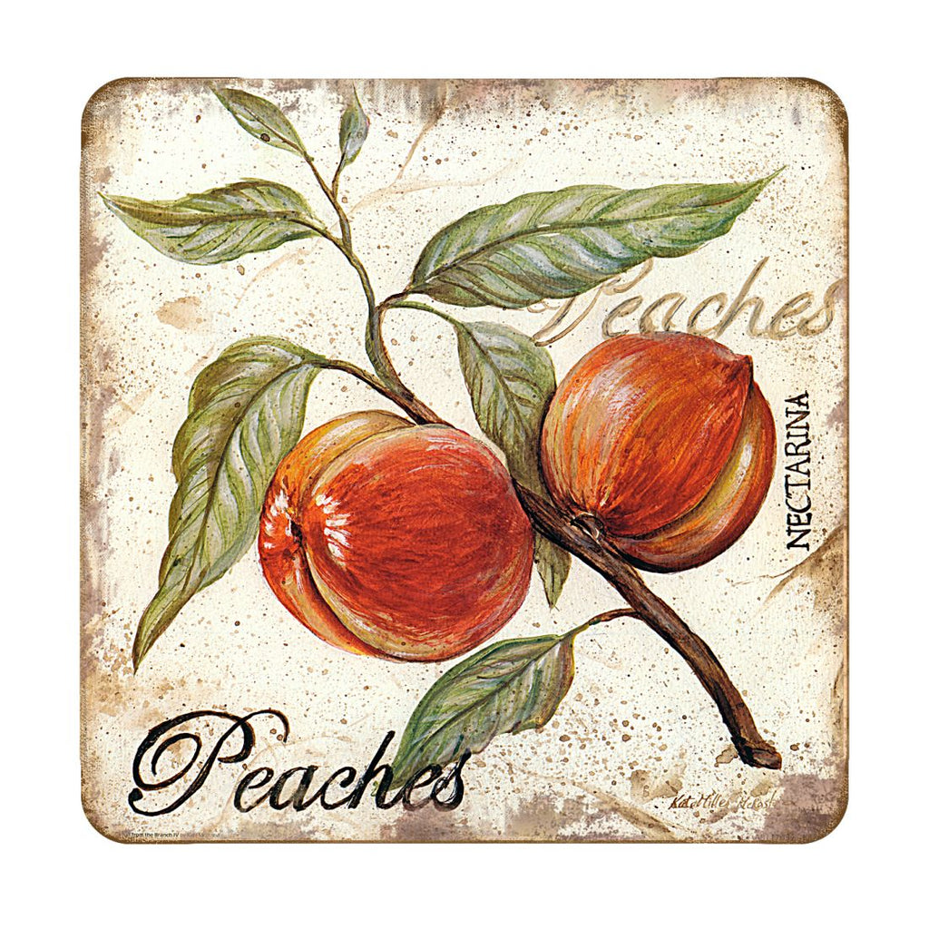 Peaches Wooden Cork Coasters Gift Set of 4 by Nature Wonders - Nature Wildlife Decor  - 8198632C-S4