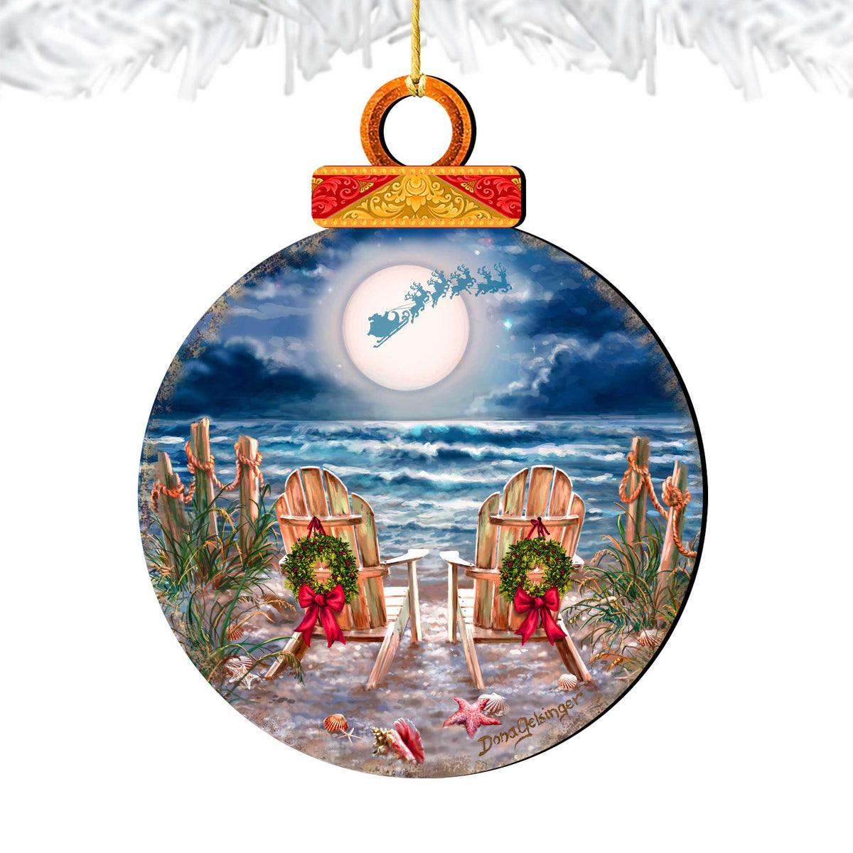 Moonlight Christmas Holiday Wooden Ornaments by D. Gelsinger - Christmas Decor - 8652817-DG