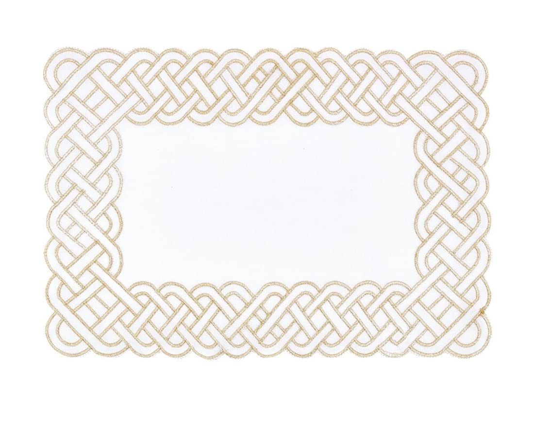 Fennco Styles Braid Emroidered Metallic Border Table Runner 16" W x 54" L - Silver Table Cover for Home Décor, Everyday Use, Christmas, Banquets and Special Events