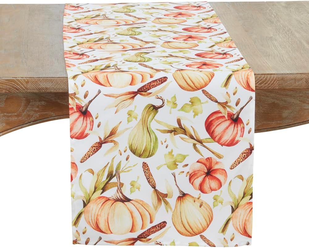 The Harvest Table bundle: Harvest Pumpkins cotton table runner, 16" x 72"