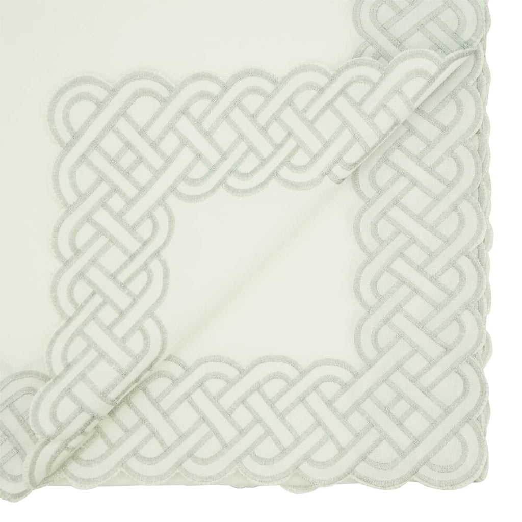 Fennco Styles Braid Emroidered Metallic Border Table Runner 16" W x 54" L - Silver Table Cover for Home Décor, Everyday Use, Christmas, Banquets and Special Events
