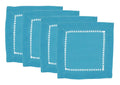 Fennco Styles Classic Hemstitch Design 6 Inch Square Table Cloth Napkin Coasters, Set of 4 – Turquoise Table Cover for Home Décor, Dining Table, Banquets, Holidays and Special Occasions