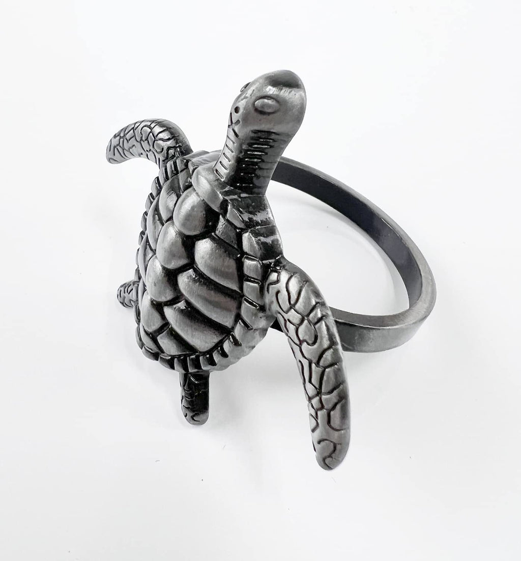 Fennco Styles Nature's Touch Sea Turtle Metal Napkin Rings, Set of 4 – Bronze Sea Creatures Napkin Holders for Family Dinner, Themed Party, Table Décor, Banquets, Holidays and Special Occasion