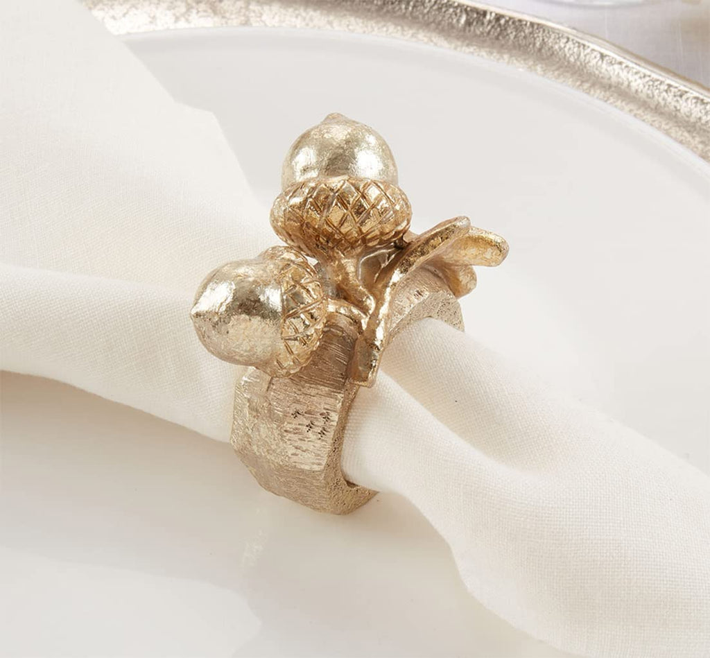 The Harvest Table bundle: Harvest Festive Acorn napkin rings, gold resin, set of 4