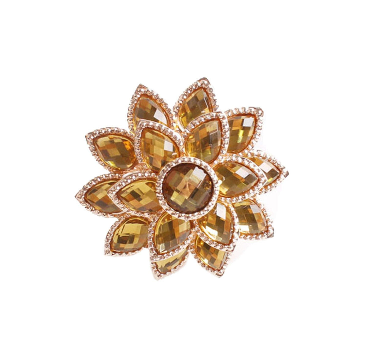 Fennco Styles Rhinestone Crystal Flower Napkin Rings Wedding Holiday Table Decoration - Set of 4