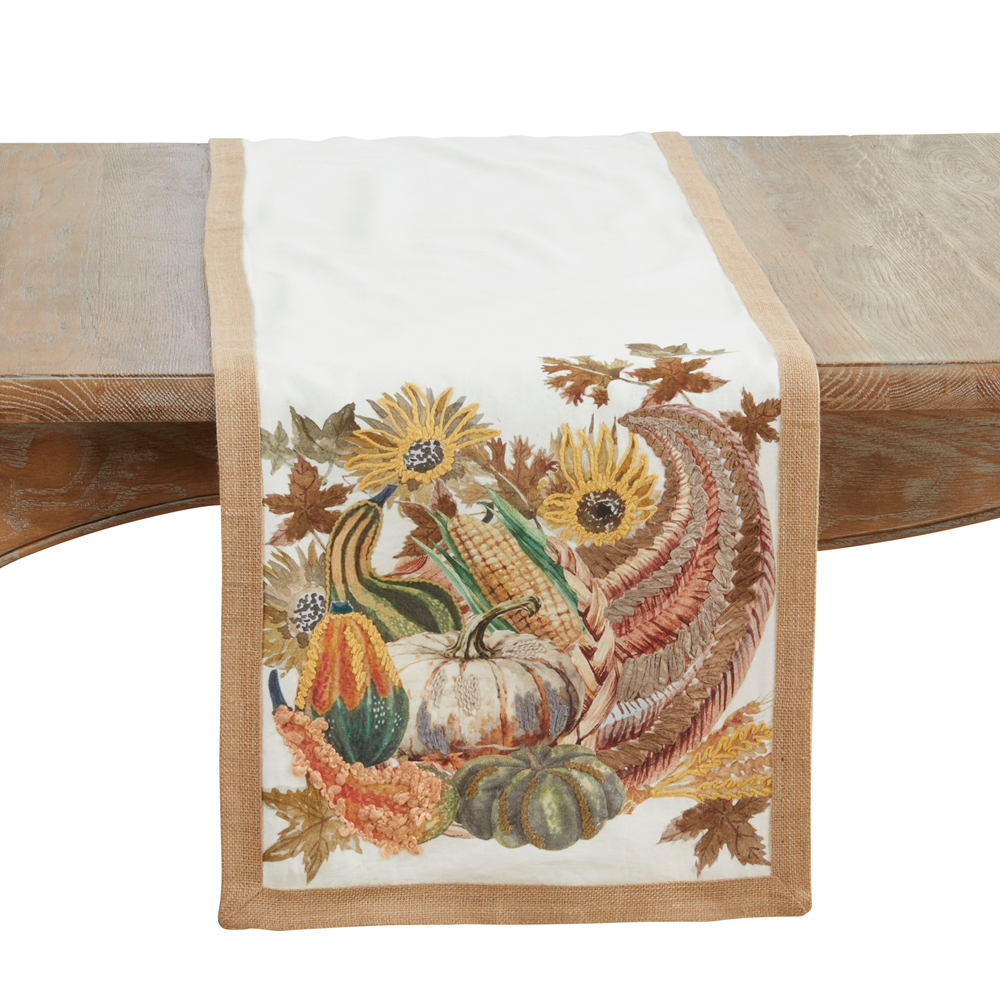 The Cornucopia Table bundle: Embroidered cornucopia table runner