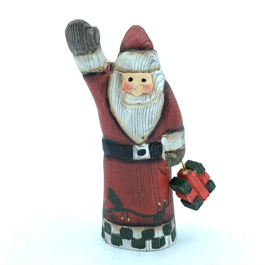 Wood Sculpture Home Decor Wood Statue Wood Figurines Room Decor Hand Carved Wild Animals (Santa Carry Box)