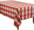 Fennco Styles Holiday Plaid Jacquard Cotton Tablecloth 63" X 84" - Red Christmas Table Cover for Winter Festivals, Family Gathering, Banquets, and Special Occasions