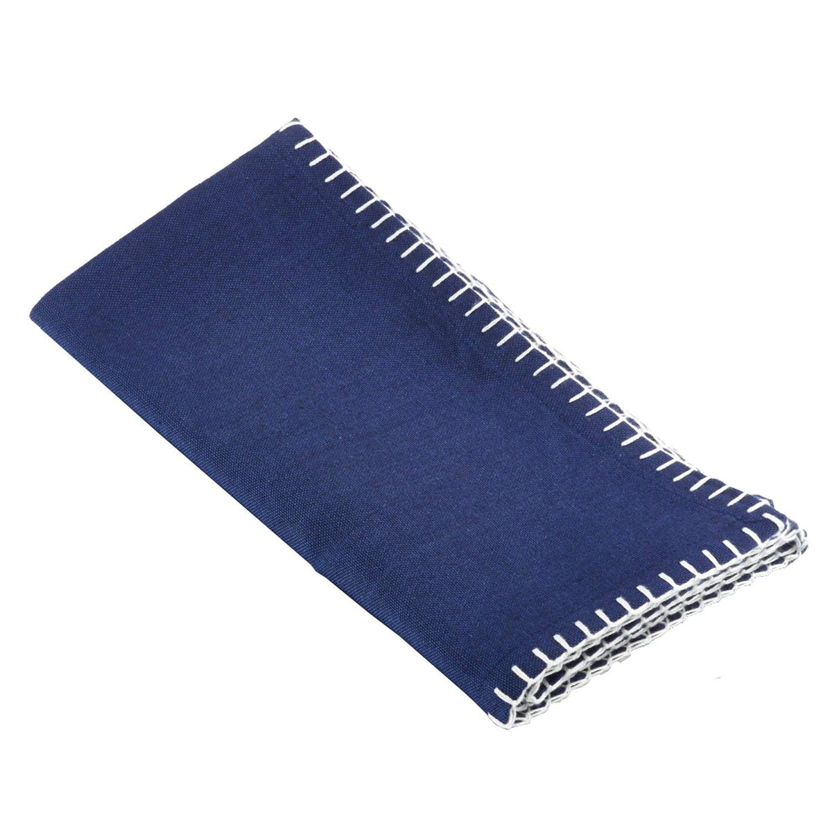 Fennco Styles Celena Collection Contemporary Whip Stitched 100% Pure Cotton 20"x20" Cloth Napkins, Set of 4 - Navy Blue Diner Napkins for Banquet, Brunch Table, Special Events