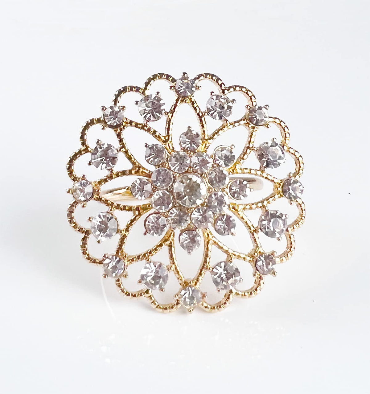 Fennco Styles Rhinestone Crystal Flower Napkin Rings Wedding Holiday Table Decoration - Set of 4