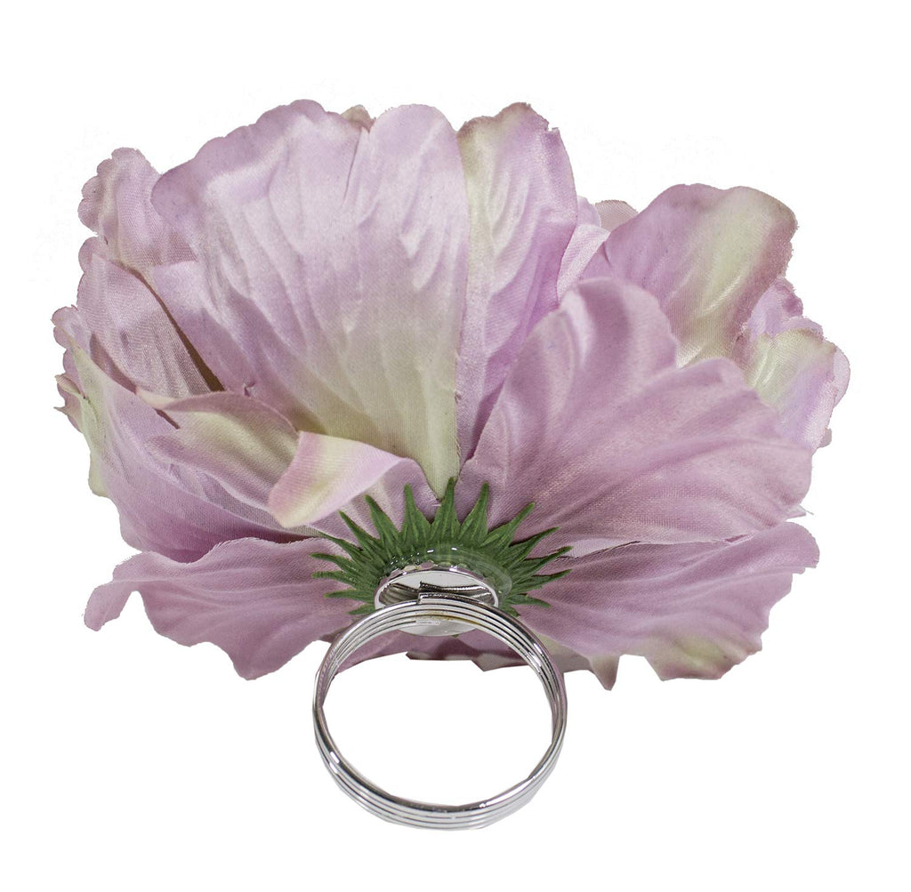 Fennco Styles Handmade Peony Napkin Rings, Set of 4 - Violet Flower Decorative Napkin Holders for Home, Dining Table, Banquet, Family Gathering, Holiday and Special Occasion