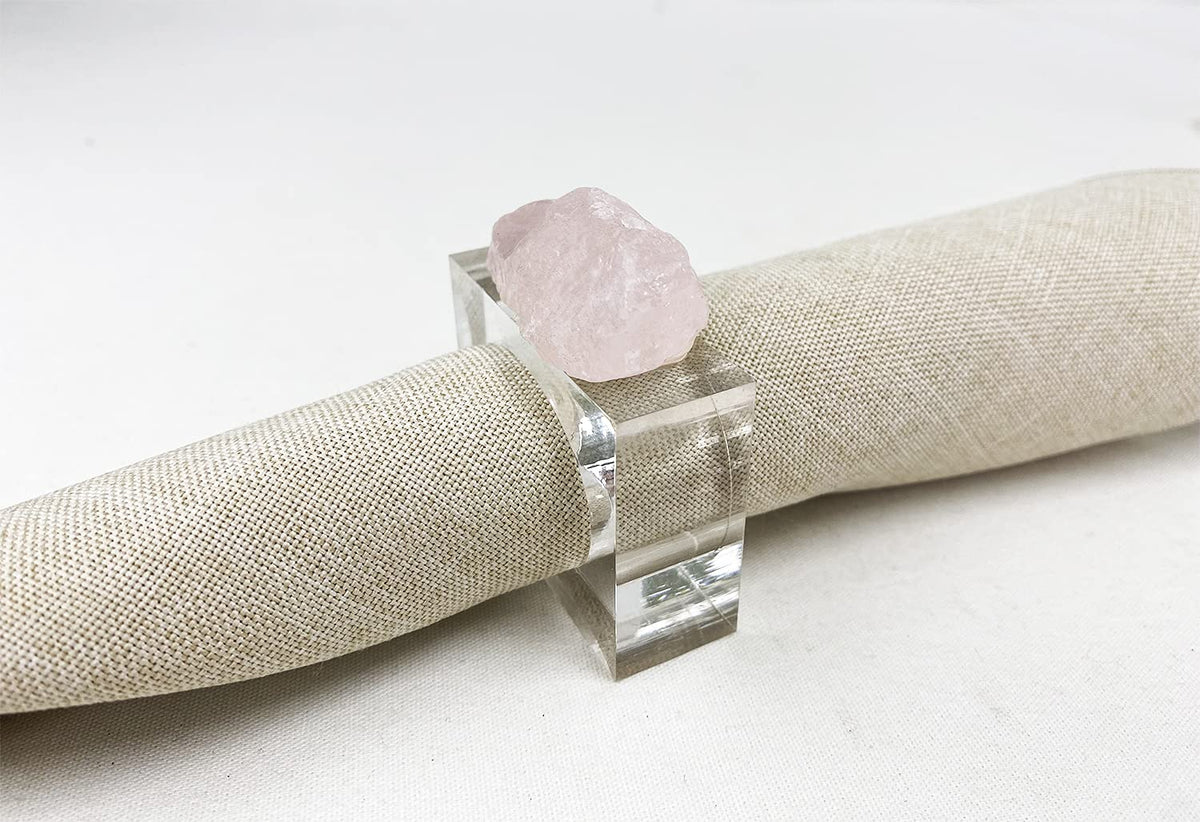 Fennco Styles Natural Stone Napkin Rings, Set of 4 - Natural Rock Napkin Holders for Home Décor, Dining Table, Banquet, Everyday Use and Special Occasion